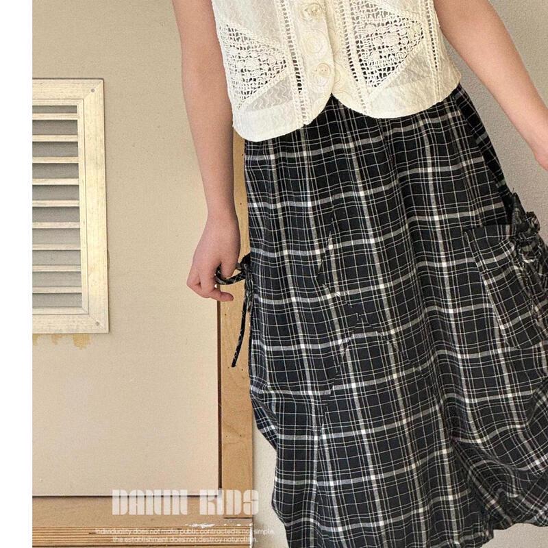 DaYin Girls' Casual Plaid A-line Long Skirt