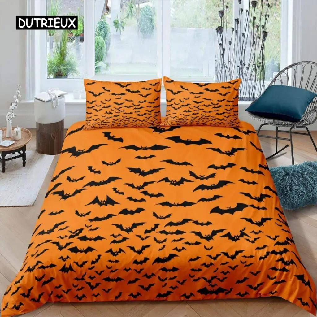 Pościel Królowa Król Motyw Horroru Poszewka na Kołdrę Gotycka Upiorna Poliester Poszewka na Kołdrę Gałęzie Szara Poszewka na Kołdrę Drzewo Halloweenowe