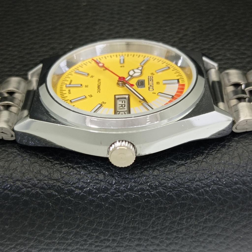 VINTAGE REFURBISHED SEIKO 5 AUTOMATIC 6309A JAPAN MENS YELLOW WATCH A440879-4 Sk-a440879