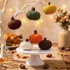 Fall Pumpkin Decorations Set of 6, Knitted Polyester Ornament with Fabric Tabs for Thanksgiving Tables, Shelves, Windowsills and Indoor Foliage