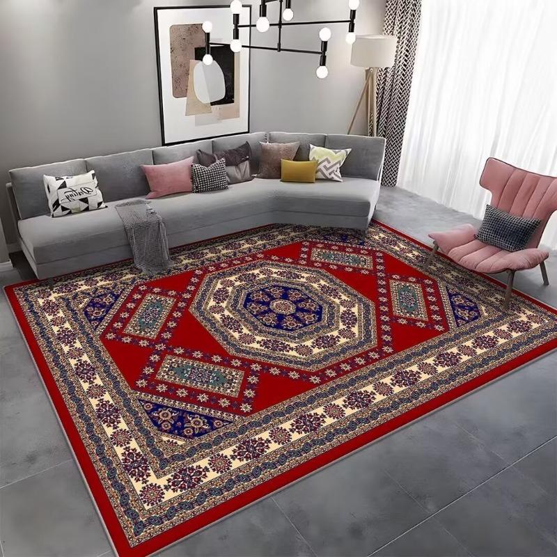 Bohemian Style Antiskid Carpet Living Room Easy Clean Large Room Rugs Soft Office Sofa Table Mat Washable Foldable Beautiful