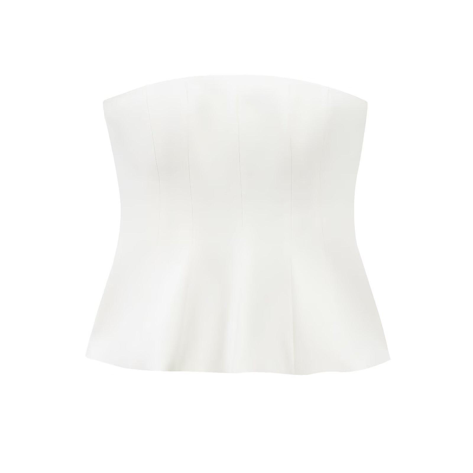 

Весна 2025 Женский многоцветный комплект в европейском и американском стиле: топ-бандо и короткая юбка Medium белый