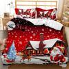 Vrolijk Kerstfeest 3D Geprint Dekbedovertrek Kussensloop Beddengoed Set Twin Full King voor Kinderen Volwassenen Slaapkamer