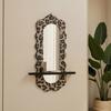 Yousheng Wooden Wall Floating Shelves Leopard Print Decorative Shelf Wall Mounted Planter Display Rack with Acrylic Mirror for Living Room Entryway