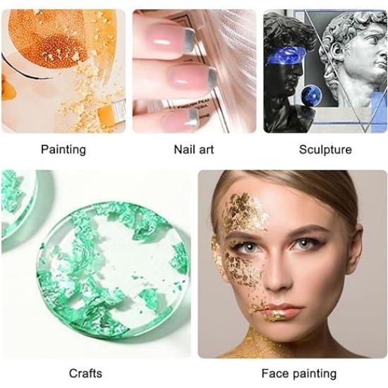 Papel de folha de ouro e prata imitação embalado individualmente para artesanato de resina epóxi faça você mesmo, papel de folha para fabricação de joias de unhas