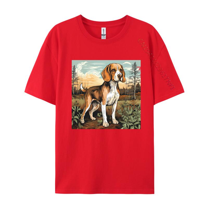Dog Beagle Dog In Retro TShirt Dog Outdoor Casual Cotton Mens Tees Fashionable Fitted Tshirts For Autumn