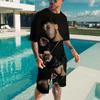 Men T-shirt Sets Rapper Anuel AA 3D Print Fashion Tracksuit T Shirts Shorts 2 Pieces Male Streetwear Oversized Suits Sportswear