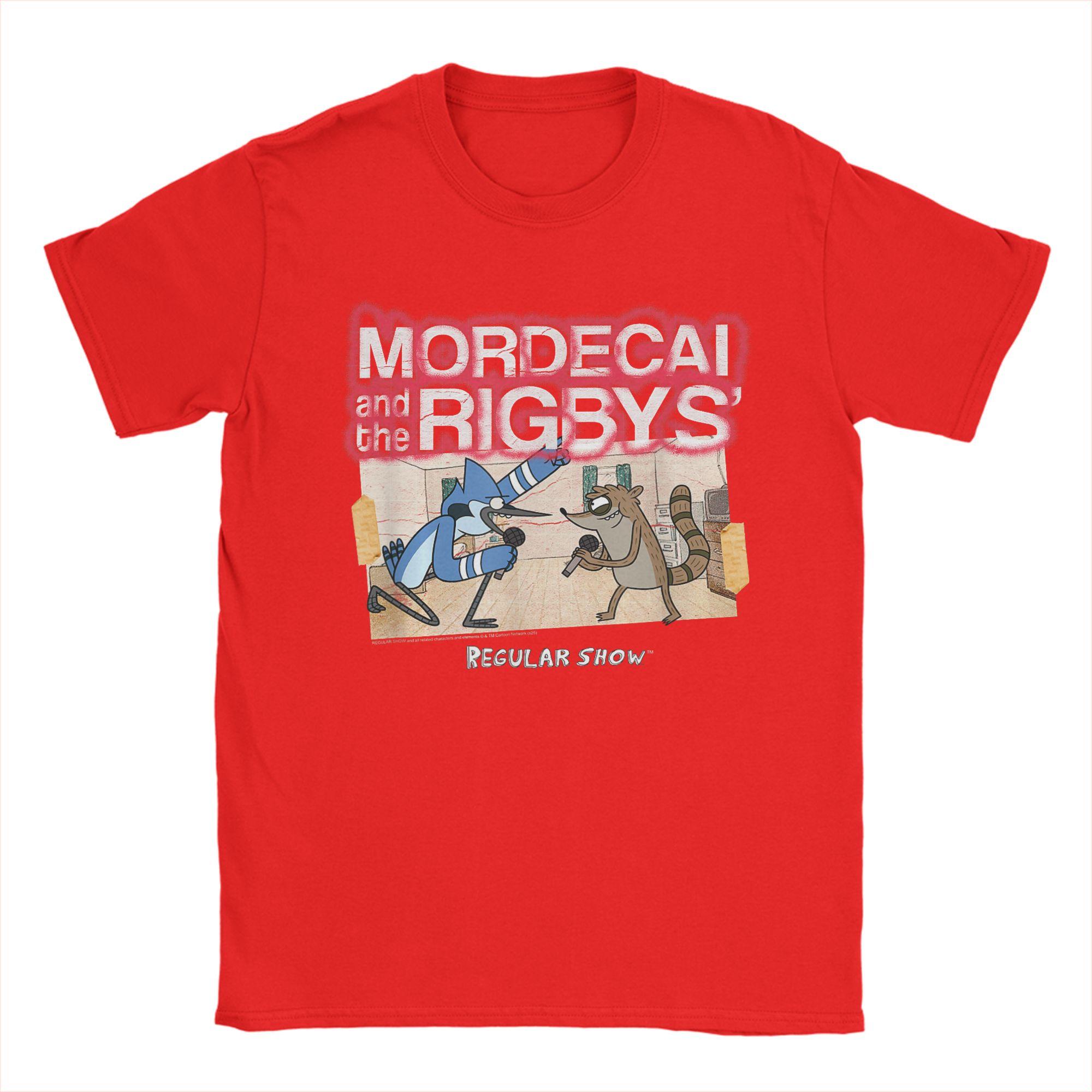 Regular Show Mordecai and The Rigbys Band TShirts Men Creative 100 Cotton Tees O Neck Short Sleeve T Shirt Plus Size Tops S