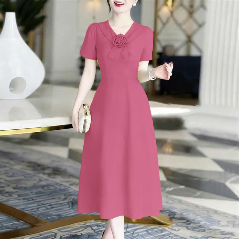 ZANZEA Women Casual V-Neck Summer Short Sleeve Loose Long Dress