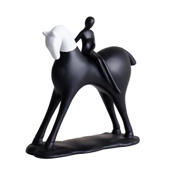 

Abstract Man Black White Horse Figurine Modern Minimalist Artistic Horse Statue Resin Sculpture Home Office Desktop Decoration Ornament