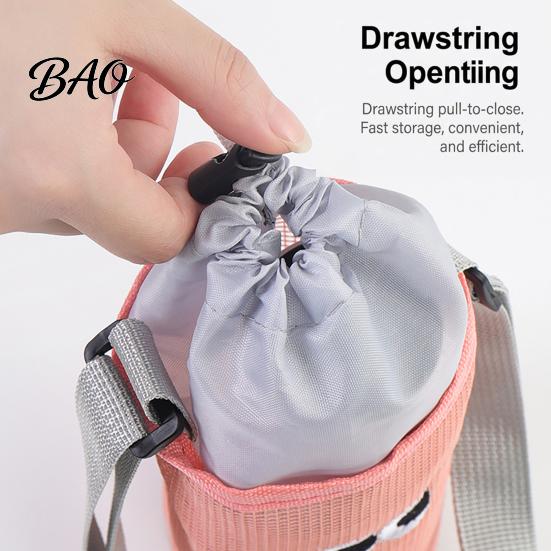 Hand Free Water Bottle Holder Mesh Drawstring Crossbody Cup Holder, Adjustable Strap Breathable Carrier Sling Bag, Cute Cartoon Pattern Pouch