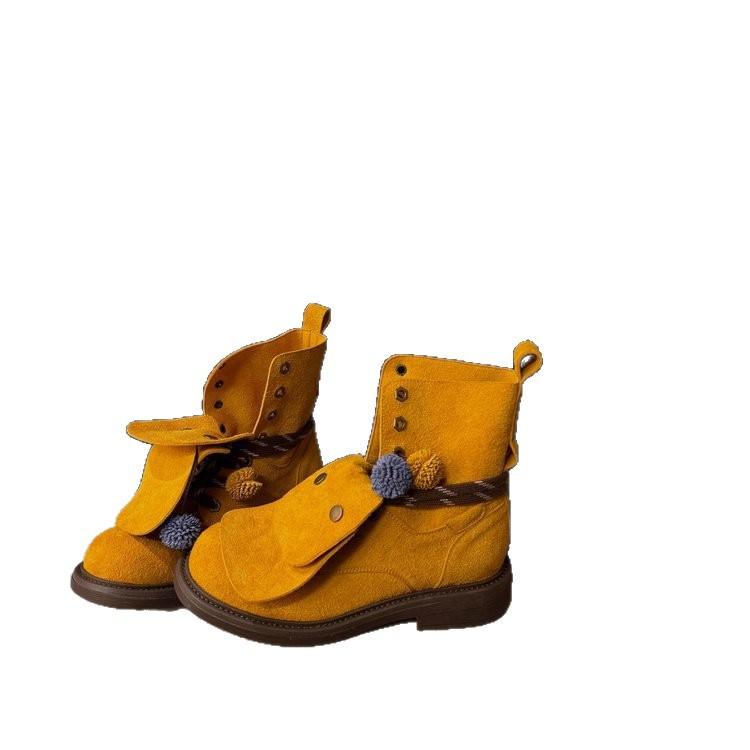 [Yushilai] Free Retro Hippie Three-wearing Martin Boots for Women's 2025 New Autumn Pendant, Fringed Strap Increased