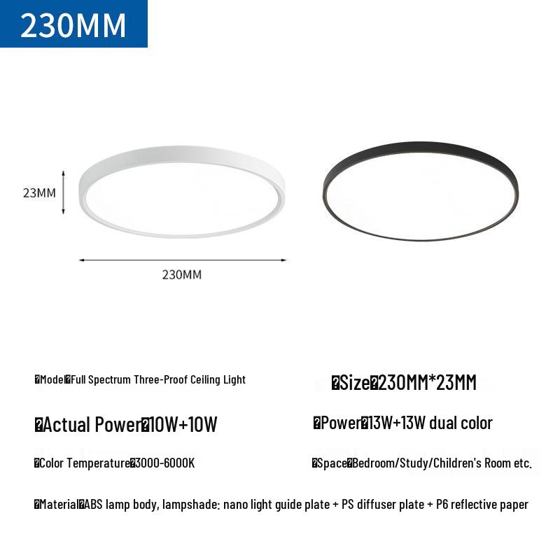 Ultra-Thin Full Spectrum Ceiling Light: Eye-Protective, Three-Proof Design for Bedroom, Study, and Living Room