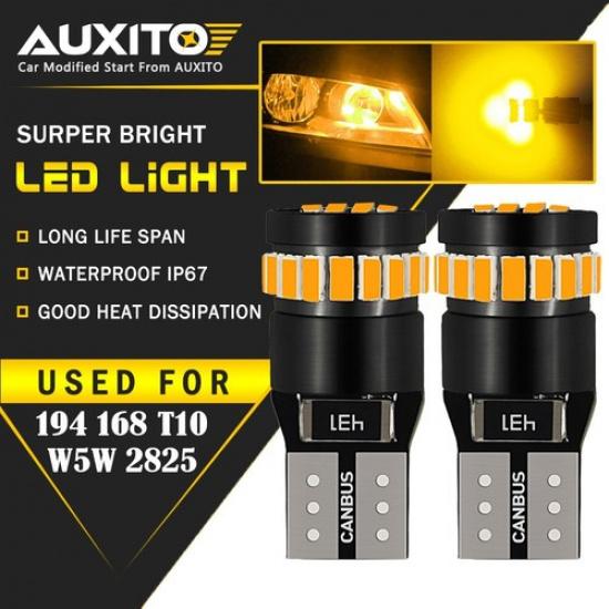2X T10 168 2825 194 LED License Plate Light Bulb 6000K Bright AMBER 24H A