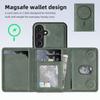 For Samsung Galaxy S25 Case Compatible with MagSafe Leather Back Phone Cover with Detachable Card Bag
