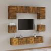 8 Piece TV Cabinet Set Smoked Oak Effect Particleboard