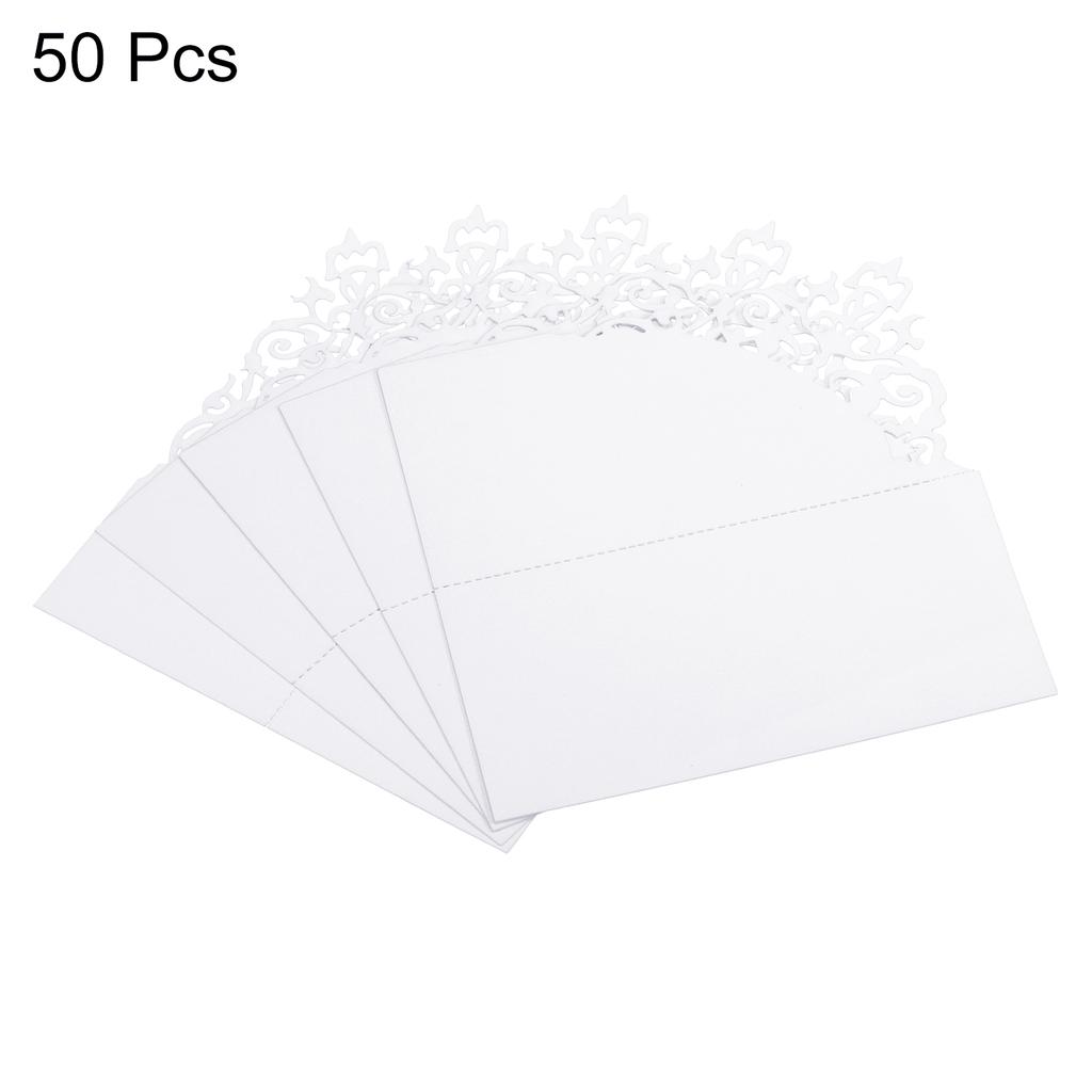 50pcs Table Name Place Cards 3.9 x 3.9" Favor Decor Hollow Design Seat Blank Card for Wedding Party Seating Place Cards