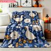 1pc Blanket White Goose And Blue Flowers Decoration 2D Printed Fleece Blanket Suitable for Sofa Daily Travel Camping Blanket Soft