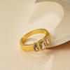 Shiny Square Cubic Zirconia Crystel Rhinestones Ring for Women 18k Gold Plated Charm Stylish Wedding Jewelry Gift
