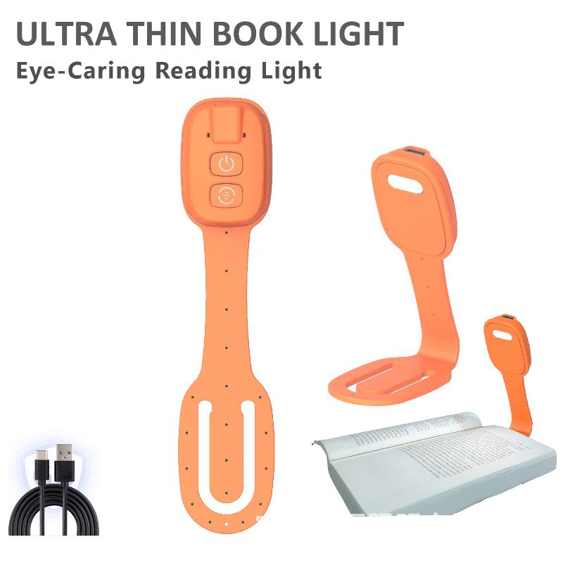 2-In-1 Clip-On Book Light Rechargeable Ultra-Thin Led Reading Light Eye-Caring Dimmable Brightness Mini Portable Travel Reading