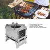 Portable Folding Backpacking Stove Stainless Steel Windproof Wood Burning Stove  Hiking