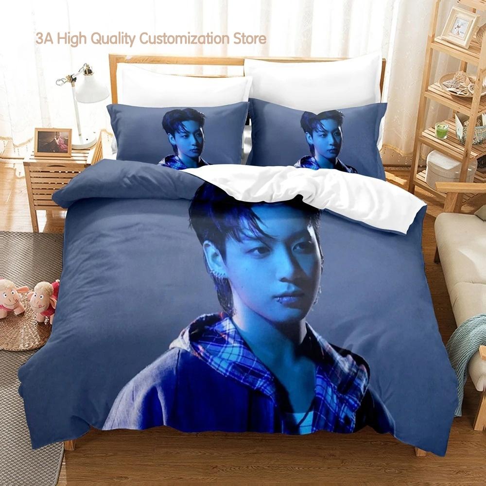 Jeon Jung Kook Album Bedding Set Single Twin Full Queen King Size Bed Set Aldult Boys Bedroom Duvetcover Sets Bed Sheet Set 2-2