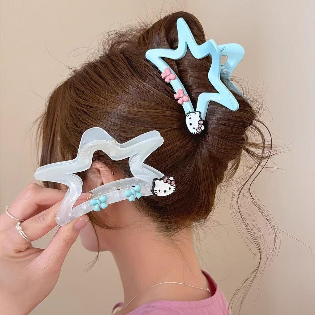 Versatile Cute Starfish & KT Cat Hair Claw Clip - Chic Updo Accessory