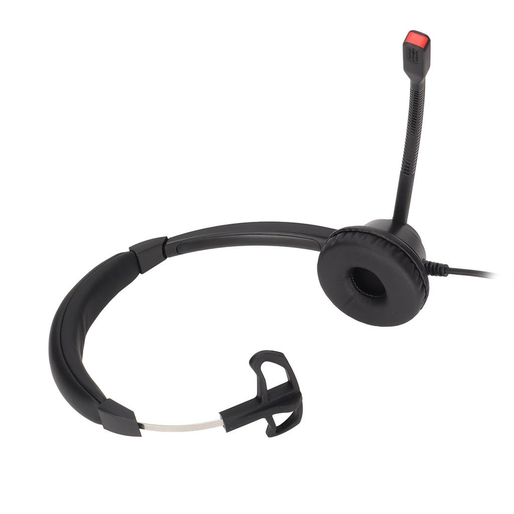 Single Ear Telephone Headset Noise Reduction Volume Adjustment Mute USB Business Headset with Mic Black H390‑USB‑1
