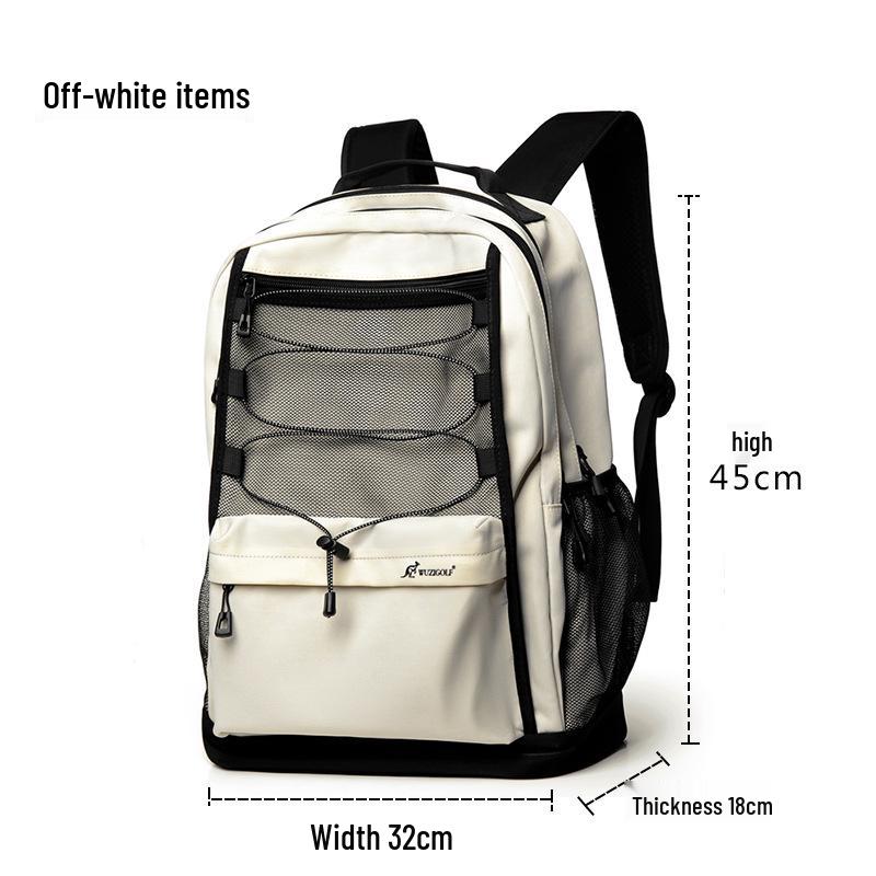 

Водонепроницаемый рюкзак большой вместимости для путешествий, ноутбука, школы и повседневного использования - Унисекс дизайн грязно-белый