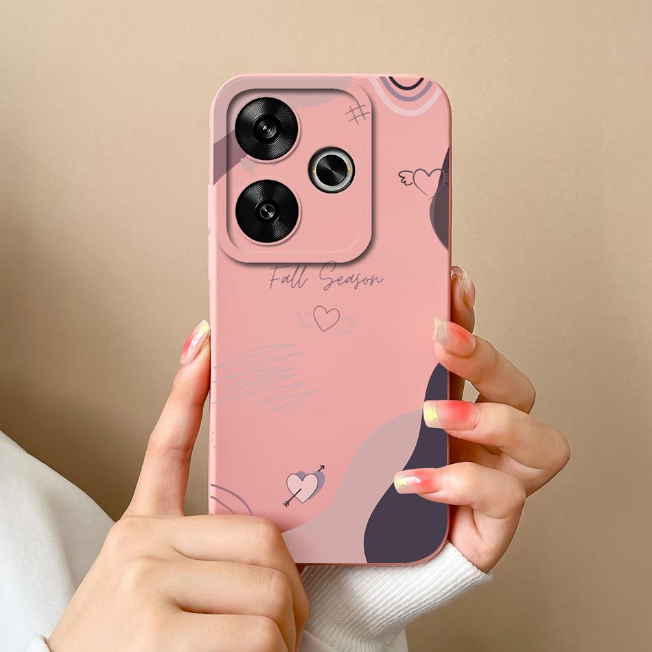 For Poco F6 Pro Phone Case Simple Heart Cover Liquid Silicone Camera Protection Cases For Xiaomi Poco F 6 Soft ShockProof Funda