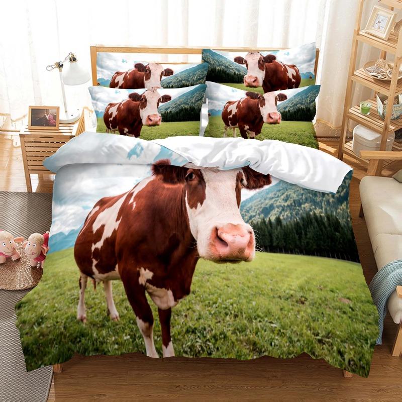 Dropshipping Animal Pattern Cow, bear, Wolf Bedding Set Duvet Cover Sets Housse De Couette Super Comfortable Cotton Bedclothes