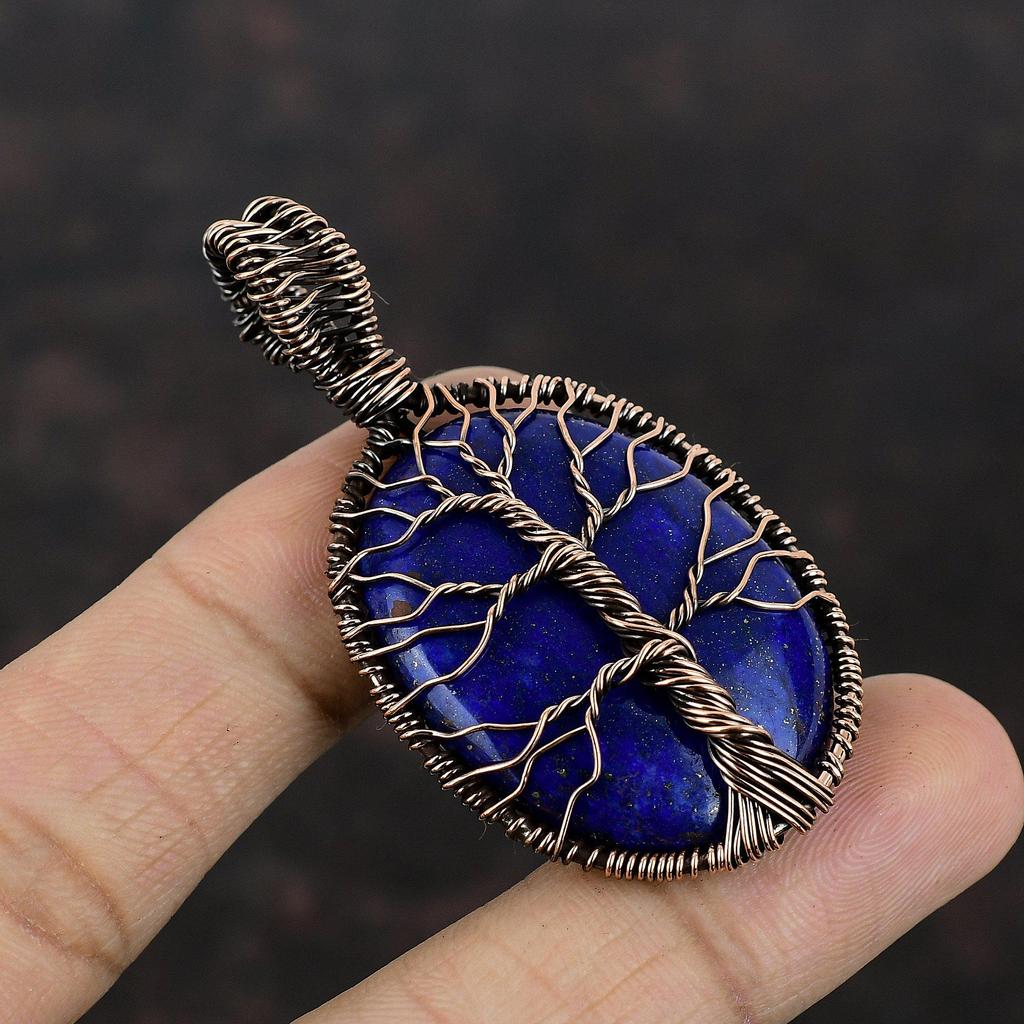 Tree Of Life Lapis Lazuli Pendant Copper Wire Wrapped Pendant Handmade Copper Jewelry Gemstone Pendant Anniversary Gift Tree Of Life Jewelry