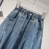 Plus Size Denim Long Skirt High Waist Elastic Waist Extra Fluffy for 170 Pounds A- Line Half Body Umbrella Skirt Autumn Women's