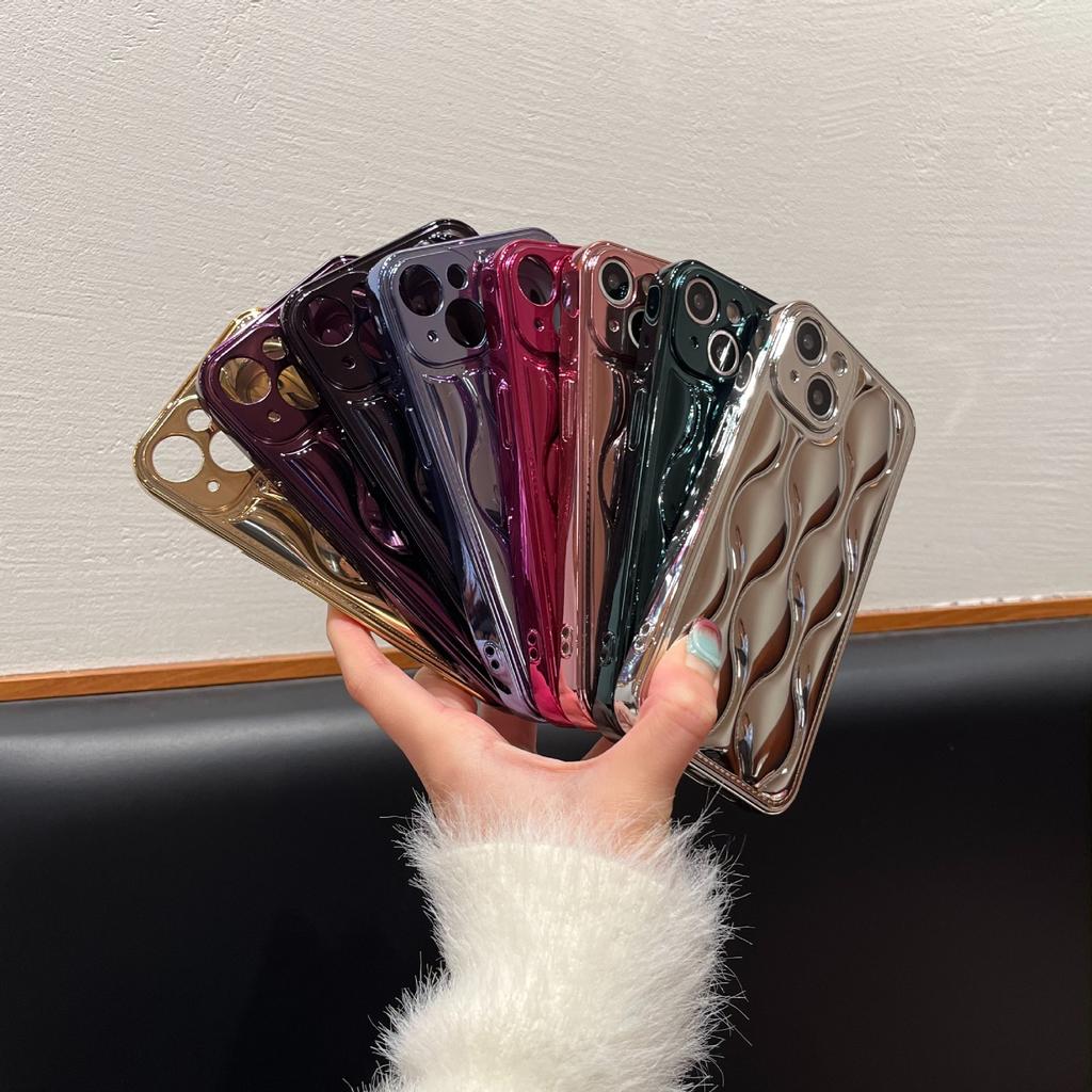 Electroplating Wavy Pattern Is Suitable for iPhone14Pro Max Mobile Phone Case Apple 15 New 12/13 Niche Style Ins