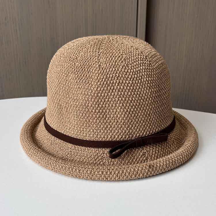 Spring and summer sunscreen fisherman's hat children's breathable sunshade basin hat bow curled dome small fresh top hat