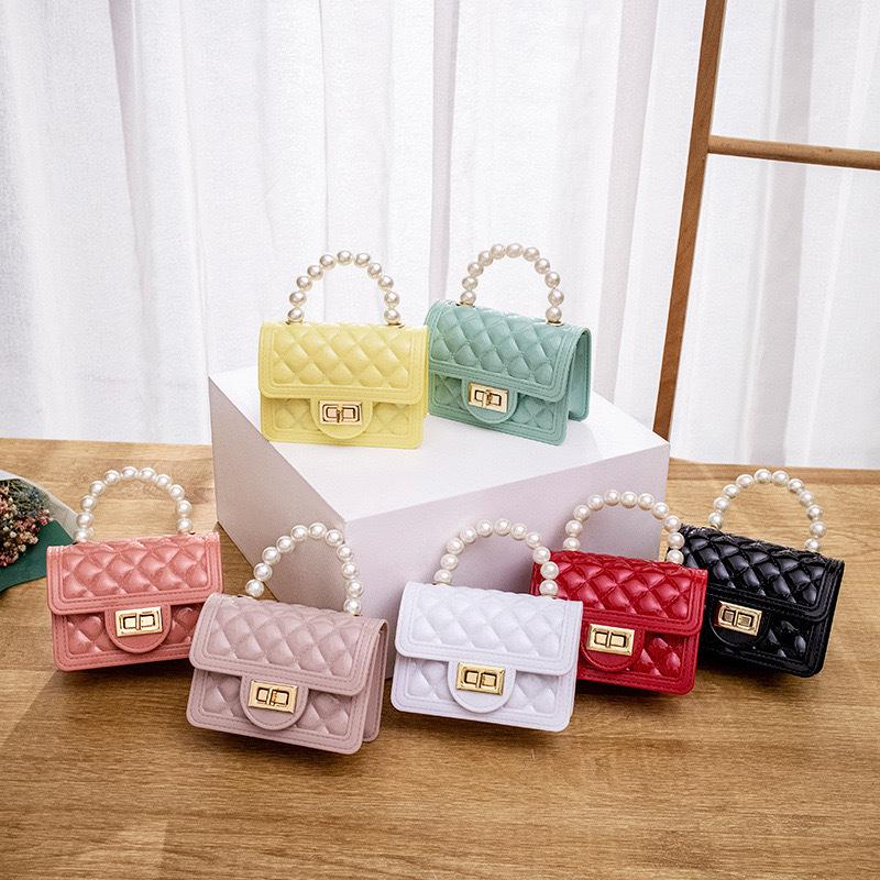 Women's Crossbody Argyle Jelly Bag with Pearl Coin Purse