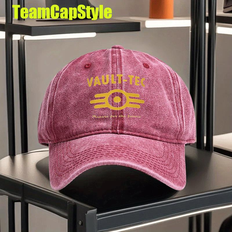 pc Fallout cm VaultTec Logo Washed Vintage Print Baseball Cap  Classic Distressed Dad Hat Adjustable Lightweight Unise 1pc