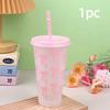 1/3/5 pack Kawaii Bow Reusable Party Cup, Coffee Juice with Straw and Lid, Cute Teacup with Straw Plastic Cup Summer Gift
