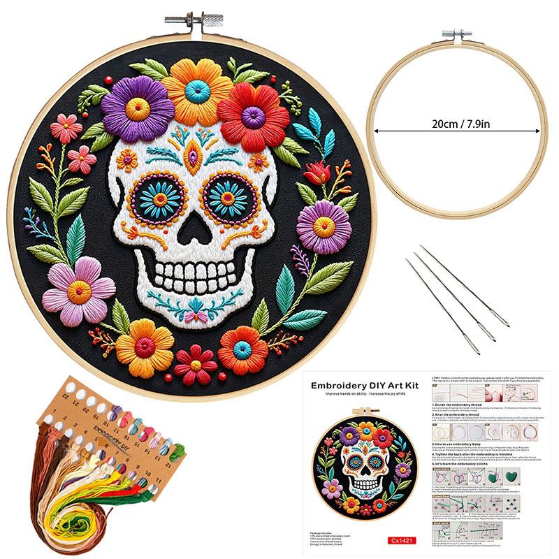 New Halloween Skull Diy Handmade Embroidery Material Pack Needle And Thread Kit Self-Embroidery Creative