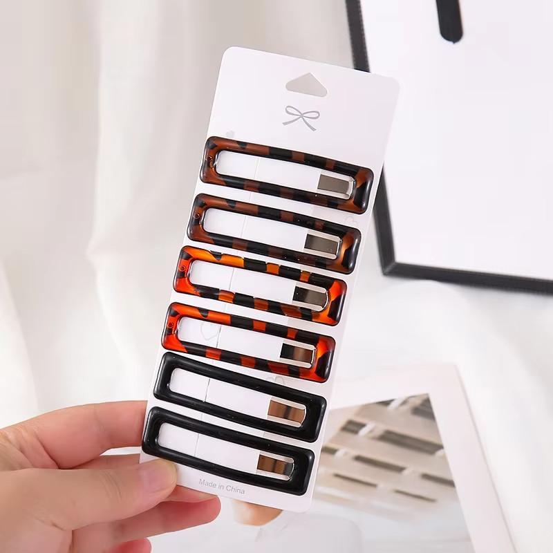 

6 шт./набор Блестящая заколка для волос с леопардовым принтом для женщин Элегантный темперамент Заколки для челки Модные боковые заколки для девушек