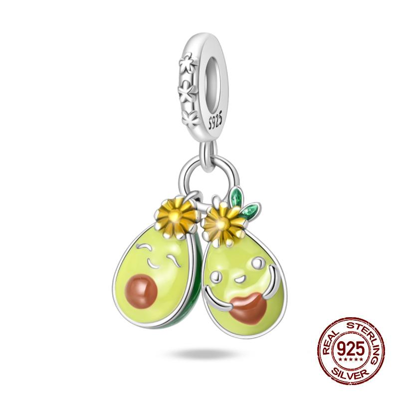 Copper Change Color Strawberry Cherry Avocado Fruit Series Charms Beads Fororiginal Bracelets Diy Birthday Jewelry Gift