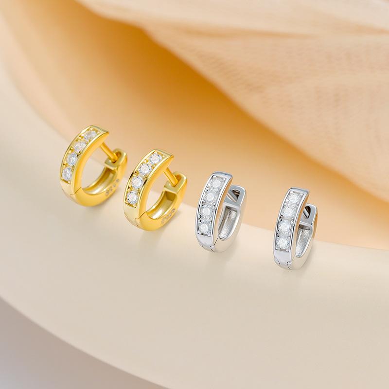 Simple Smooth Inlaid Zircon Geometry Earrings For Women Authentic 925 Sterling Silver Simple Wedding Engagement Fine Jewelry Gif
