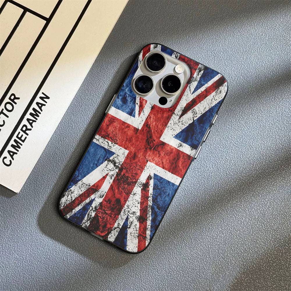 England British Uk Flag Phone Case For IPhone 17 16 15 14 13 12 11 Corrugated Frosted Soft Cover Anti-Slip