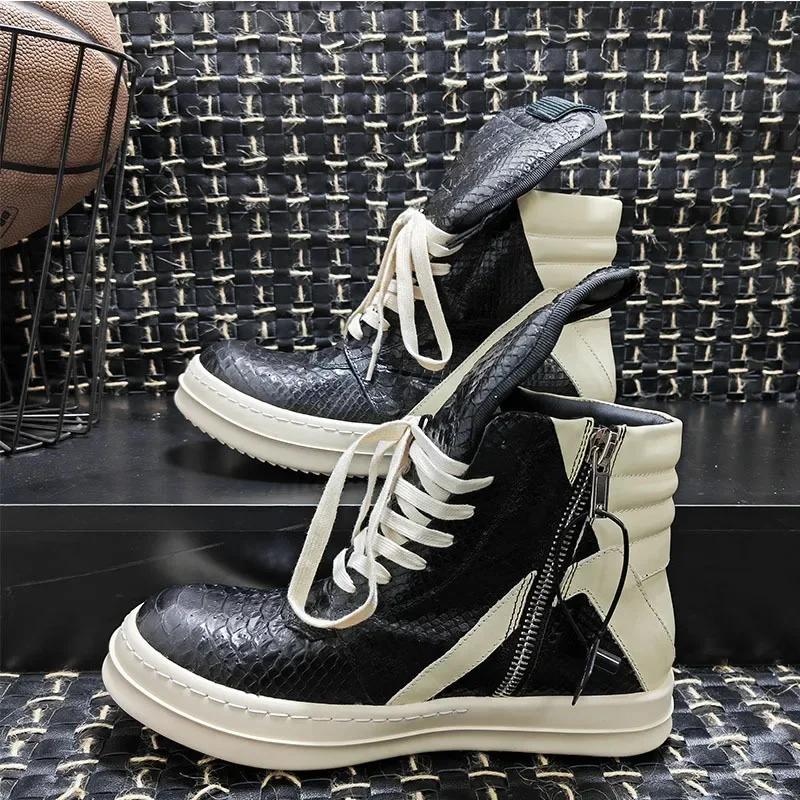 Neue Herren- und Damen-Leder-Schlangenleder-Ro-Plateau-Freizeitschuhe Designer Runde Zehenpartie Schnürschuhe Freizeit-Sportschuhe Luxusschuhe