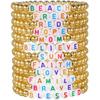 12pcs Friendship Bracelets Beaded Bracelets Heishi Bracelet Cute Bracelets Stack Vinyl Clay Disc Bead Surfer Stretch Summer Beach Bracelets For Women
