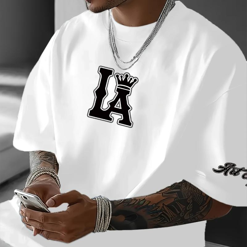 

LA Crown Logo T-Shirt,Soft Breathable & Fade-Resistant, Classic Fit for Daily Casual Wear XXL белый