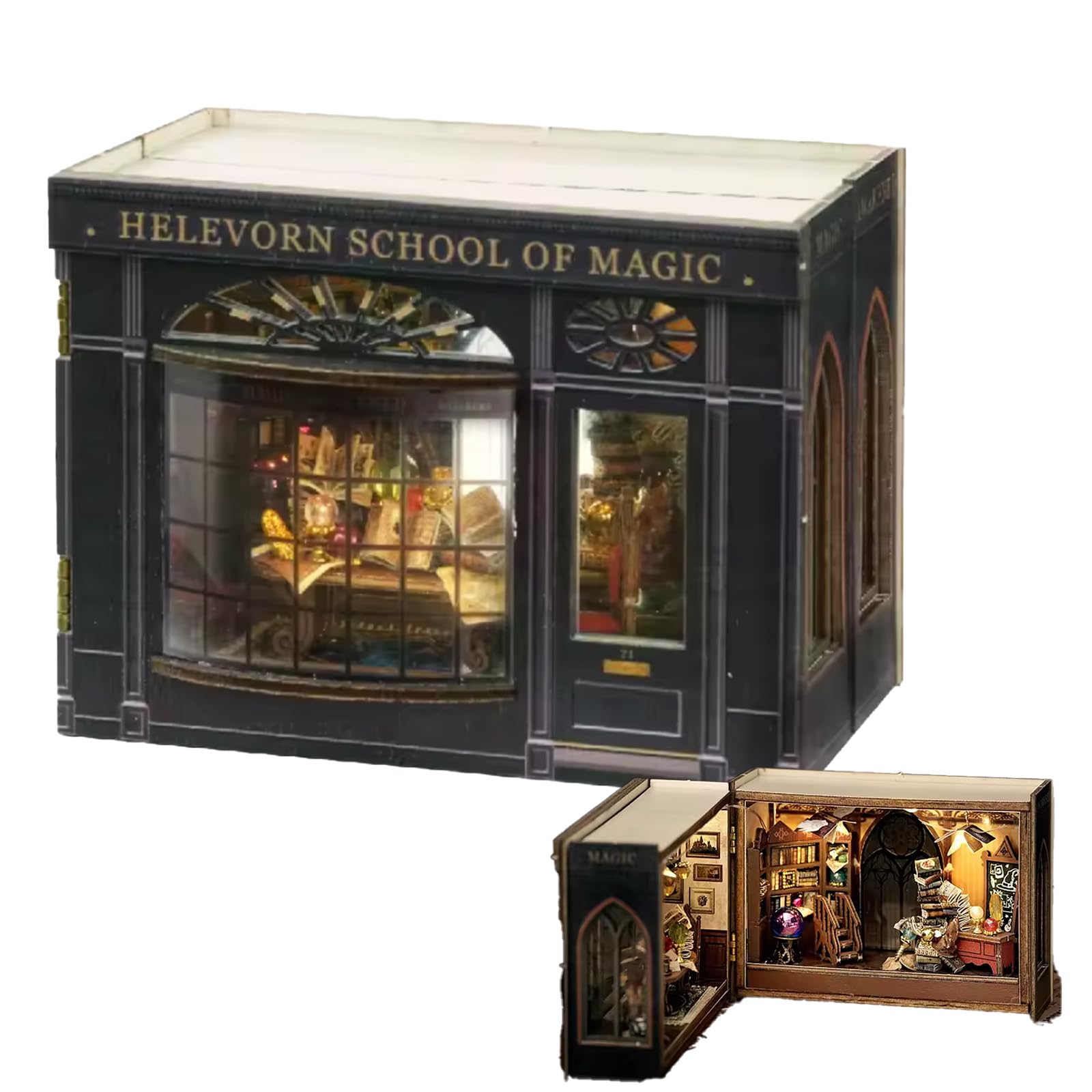 

Hyack Dollhouse Pre-Cut Book Nook Miniature House Papercraft Retro (Magic Room)
