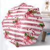 1pc Sturdy 8-Bone Auto Umbrella, Mistletoe Christmas Pink Candy Canes Umbrella, Digital Printed, Foldable Umbrella for On-the-Go Outdoor Use