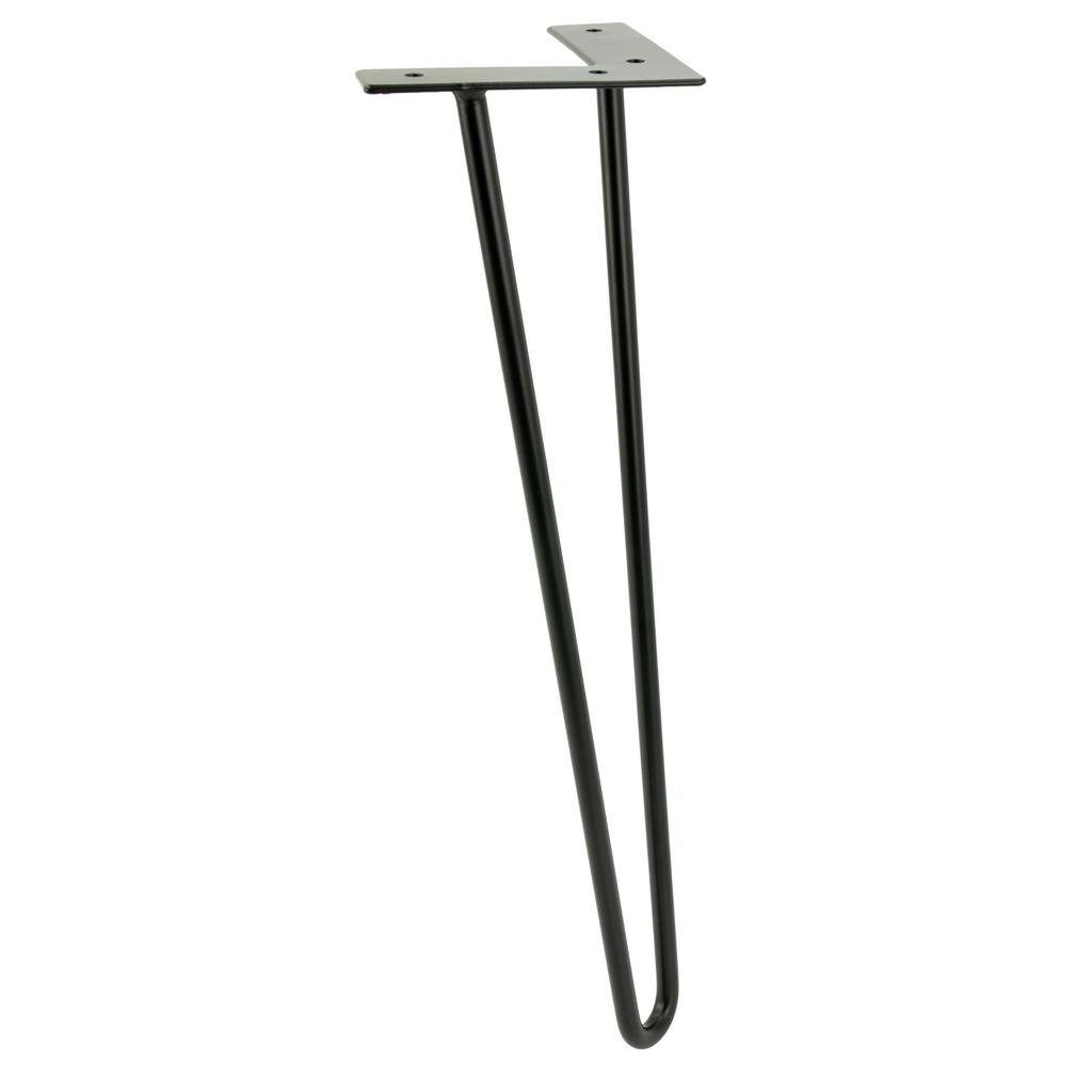 Set of 4 Hairpin furniture legs, height 41 cm, 2 rods, black with plastic feet