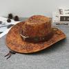 2026 New 1PC Vintage Faux Leather Western Cowboy Hat For Men Women Outdoor Gentleman Cowgirl Jazz Hats Sombrero Hombre